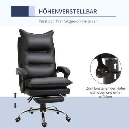 Ergonoomiline kontoritool käetoe ja jalatoega, kunstnahast, must