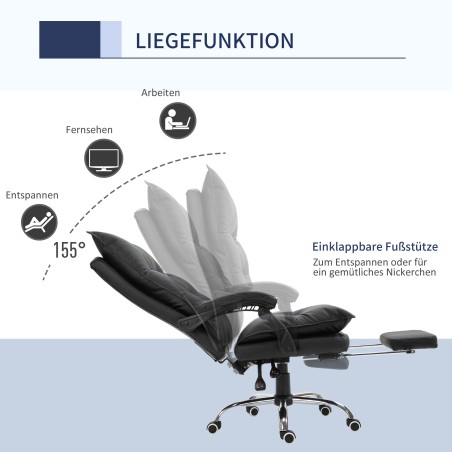Ergonoomiline kontoritool käetoe ja jalatoega, kunstnahast, must