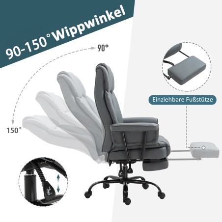 Ergonoomiline pööratav kontoritool peatoe, käetugede ja jalatoega