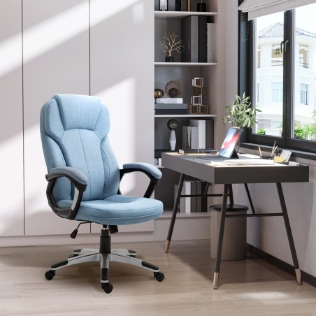 Ergonoomiline kontoritool peatoe ja polsterdatud käetugedega, helesinine