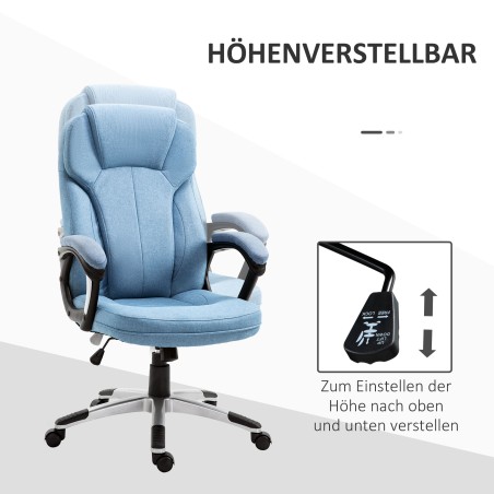 Ergonoomiline kontoritool peatoe ja polsterdatud käetugedega, helesinine
