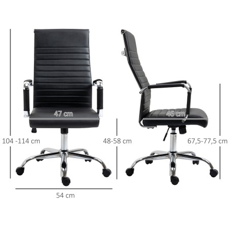 Ergonoomiline pöörlev kontoritool kiikfunktsiooni ja kunstnahast polstriga, must