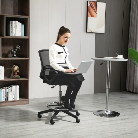 Ergonoomiline kontoritool käetugede ja reguleeritava jalarõngaga, must