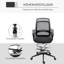 Ergonoomiline kontoritool käetugede ja reguleeritava jalarõngaga, must