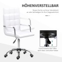 Retrostiilis reguleeritava kõrgusega kontoritool 5 rattaga, valge, 52,5 × 54 × 99 cm