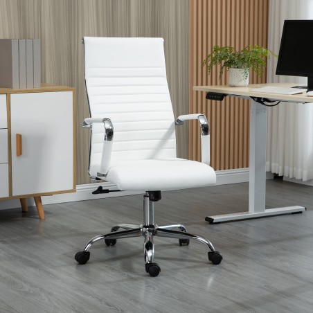 Ergonoomiline kontoritool kiikfunktsiooni ja reguleeritava kõrgusega, kunstnahast, valge