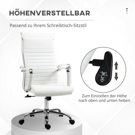Ergonoomiline kontoritool kiikfunktsiooni ja reguleeritava kõrgusega, kunstnahast, valge