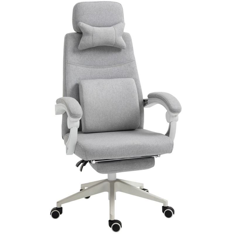 Ergonoomiline reguleeritav kontori- ja mängutool jalatoe, peatoe ja nimmetoega, hall