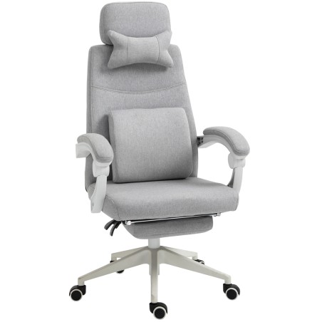 Ergonoomiline reguleeritav kontori- ja mängutool jalatoe, peatoe ja nimmetoega, hall