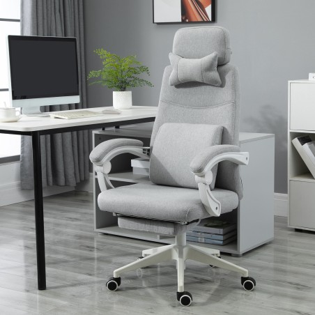 Ergonoomiline reguleeritav kontori- ja mängutool jalatoe, peatoe ja nimmetoega, hall