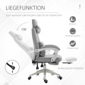 Ergonoomiline reguleeritav kontori- ja mängutool jalatoe, peatoe ja nimmetoega, hall