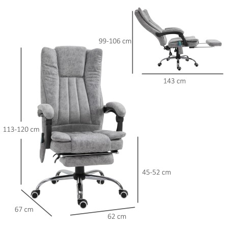 Ergonoomiline massaaži- ja soojendusfunktsiooniga kontoritool jalatoega, hall