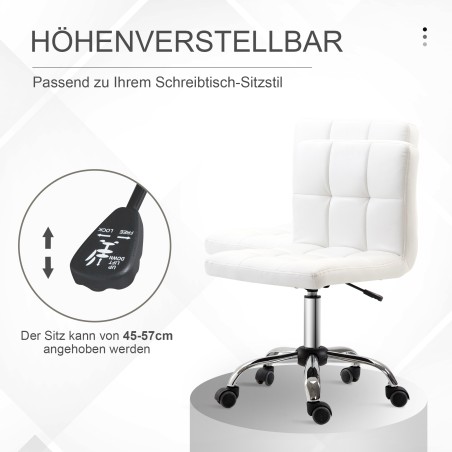 Polsterdatud pöörlev kontoritool kunstnahast katte ja terasraamiga, valge