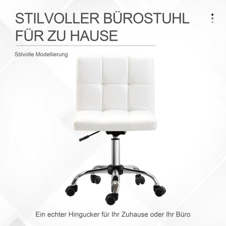 Polsterdatud pöörlev kontoritool kunstnahast katte ja terasraamiga, valge