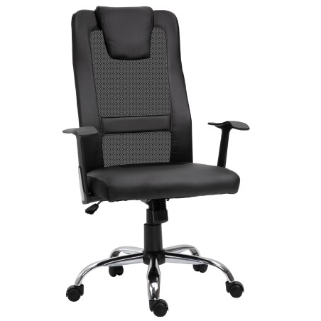 Ergonoomiline reguleeritava kõrgusega kontoritool, PU-kate, must, 66 × 73 × 108–118 cm