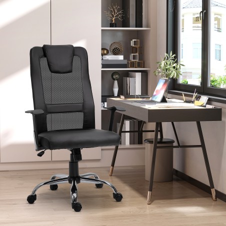 Ergonoomiline reguleeritava kõrgusega kontoritool, PU-kate, must, 66 × 73 × 108–118 cm