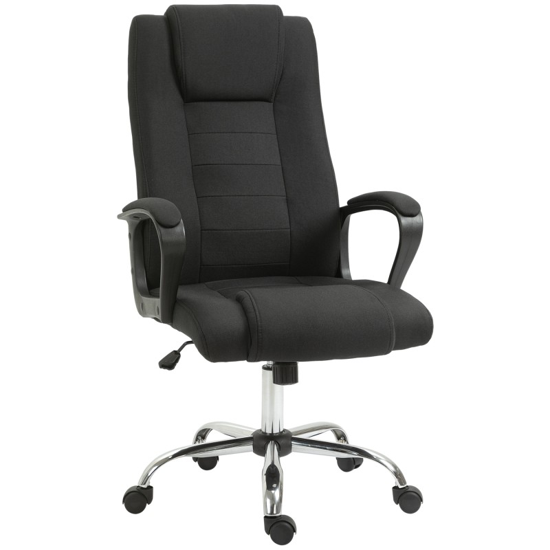 Ergonoomiline kontoritool kiigufunktsiooni ja peatoega, 62 × 76 × 110–119 cm, must