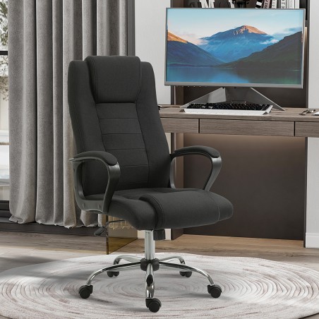 Ergonoomiline kontoritool kiigufunktsiooni ja peatoega, 62 × 76 × 110–119 cm, must