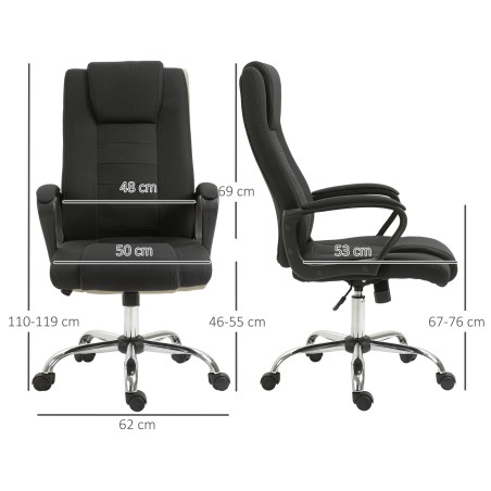 Ergonoomiline kontoritool kiigufunktsiooni ja peatoega, 62 × 76 × 110–119 cm, must