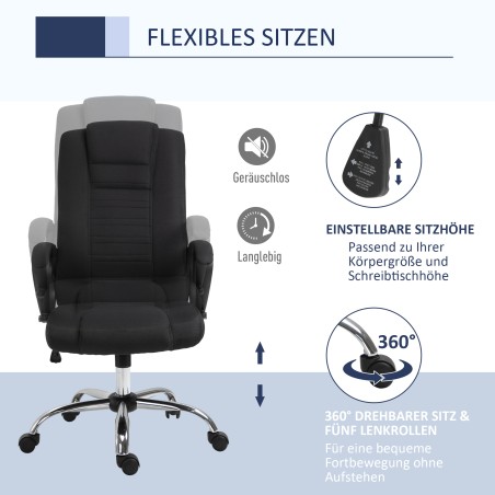 Ergonoomiline kontoritool kiigufunktsiooni ja peatoega, 62 × 76 × 110–119 cm, must