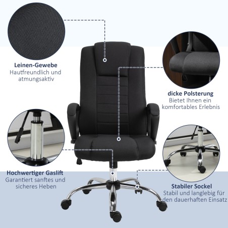 Ergonoomiline kontoritool kiigufunktsiooni ja peatoega, 62 × 76 × 110–119 cm, must