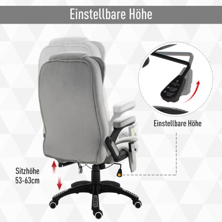 Ergonoomiline massaaži- ja soojendusfunktsiooniga kontoritool, hall