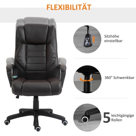 Massaažifunktsiooniga ergonoomiline kontoritool, pruun