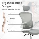Ergonoomiline kiigefunktsiooniga kontoritool nimme- ja peatoega, hall