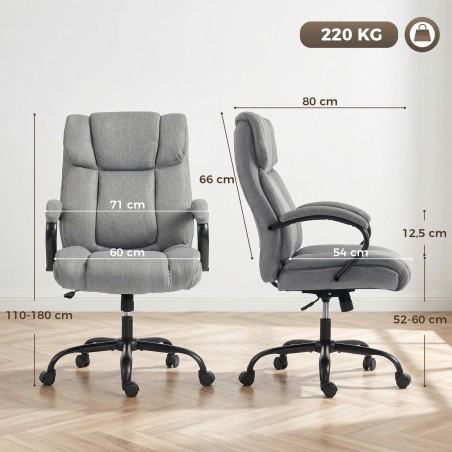 Ergonoomiline kontoritool, kuni 220 kg, käetugedega, helehall