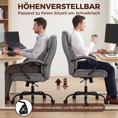 Ergonoomiline kontoritool, kuni 220 kg, käetugedega, helehall