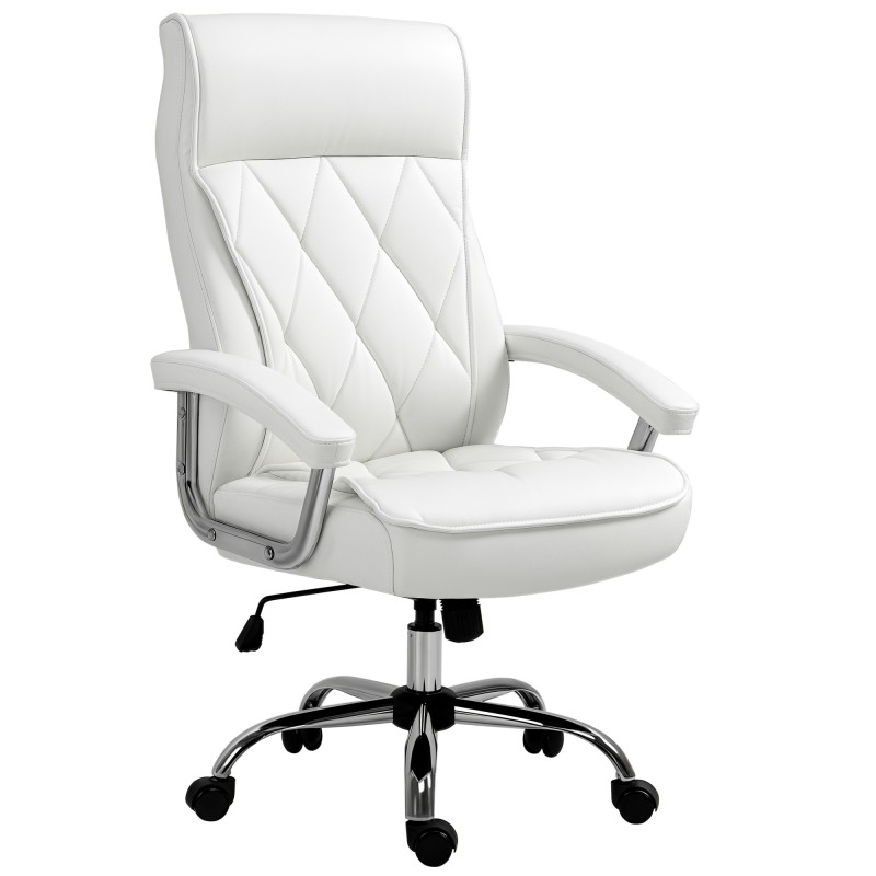 Ergonoomiline kunstnahast kontoritool rombmustriga, valge