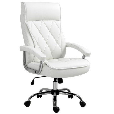 Ergonoomiline kunstnahast kontoritool rombmustriga, valge