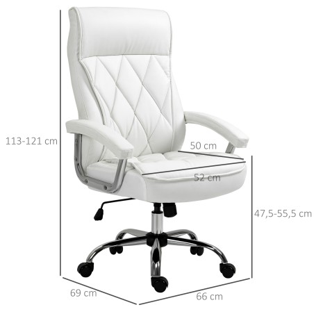 Ergonoomiline kunstnahast kontoritool rombmustriga, valge