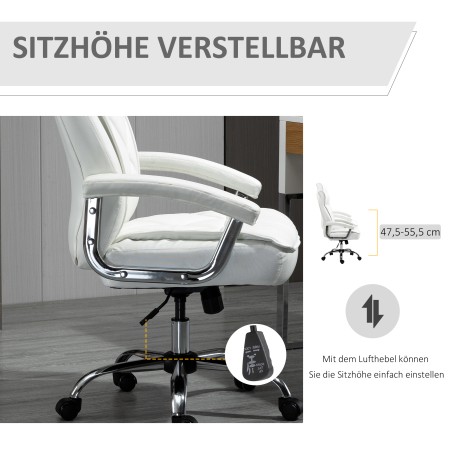 Ergonoomiline kunstnahast kontoritool rombmustriga, valge