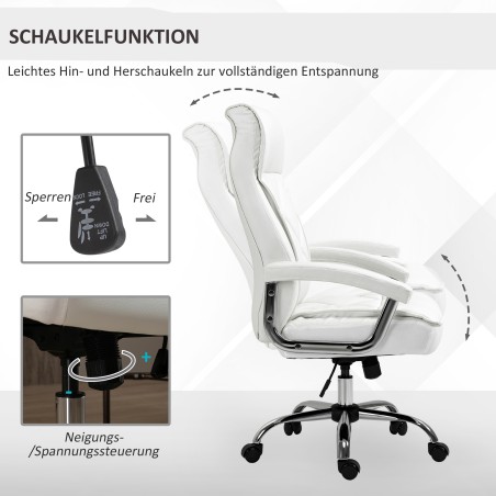 Ergonoomiline kunstnahast kontoritool rombmustriga, valge