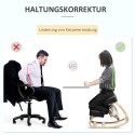 Ergonoomiline põlvetool polsterdatud istme ja kasepuidust raamiga, must
