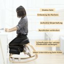 Ergonoomiline põlvetool polsterdatud istme ja kasepuidust raamiga, must