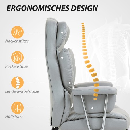 Ergonoomiline kontoritool jalatoe ja reguleeritava seljatoega, helehall