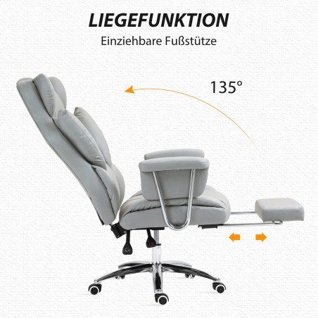 Ergonoomiline kontoritool jalatoe ja reguleeritava seljatoega, helehall