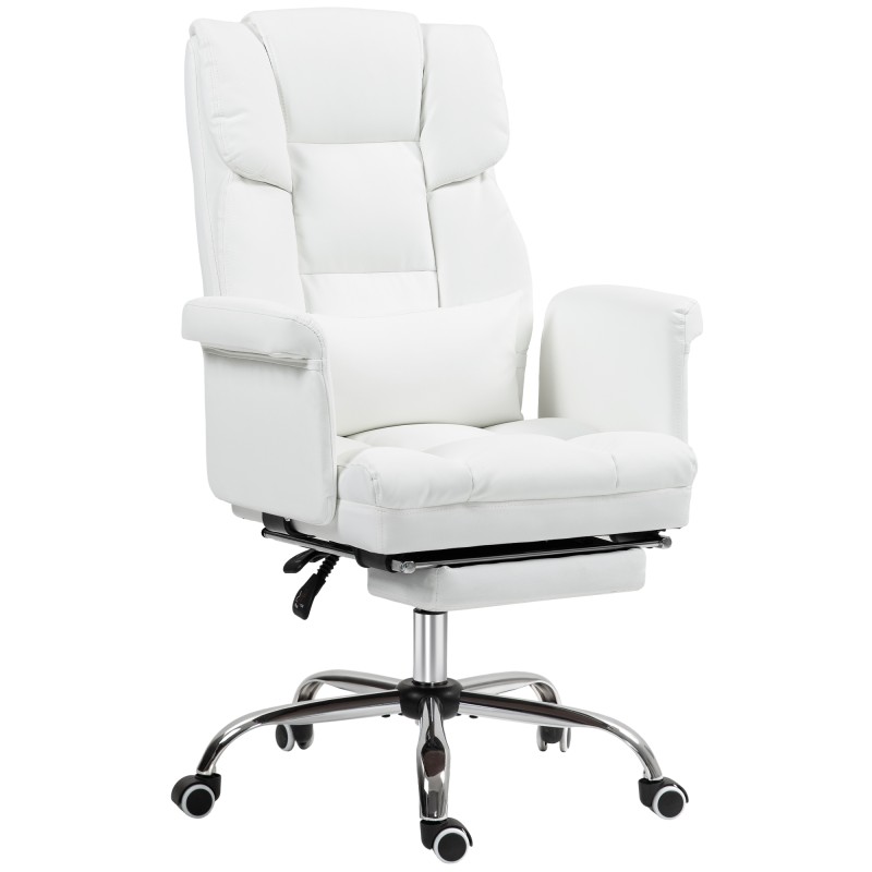 Ergonoomiline kontoritool jalatoe ja kallutatava seljatoega, valge