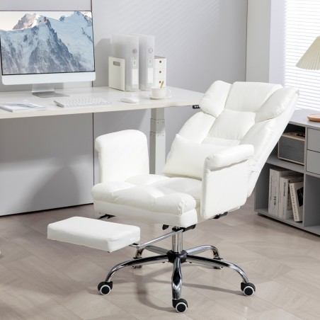 Ergonoomiline kontoritool jalatoe ja kallutatava seljatoega, valge