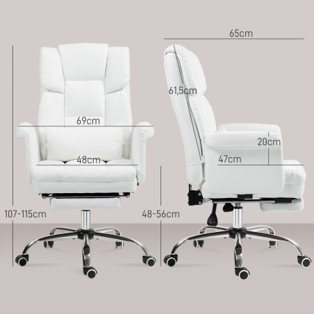 Ergonoomiline kontoritool jalatoe ja kallutatava seljatoega, valge
