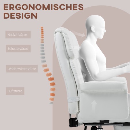 Ergonoomiline kontoritool jalatoe ja kallutatava seljatoega, valge