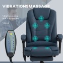 Massaažifunktsiooniga kontoritool, 7 vibratsioonipunkti, sinine