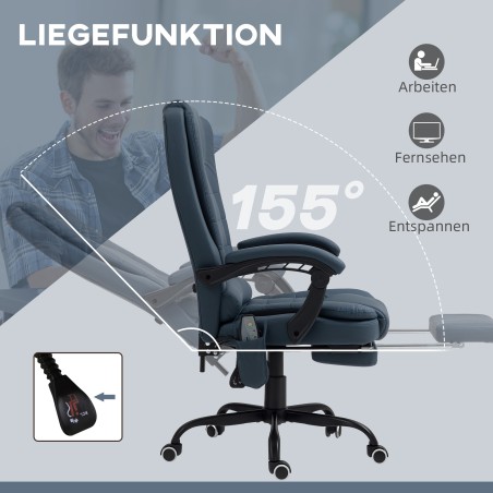 Massaažifunktsiooniga kontoritool, 7 vibratsioonipunkti, sinine