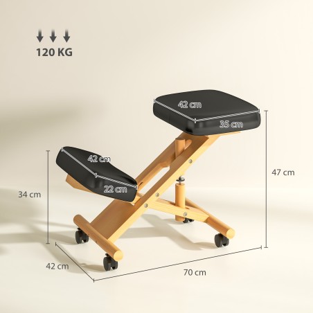 Ergonoomiline ratastega põlvetool koju ja kontorisse