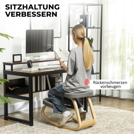 Ergonoomiline linase välimusega põlvetool kasepuidust alusega