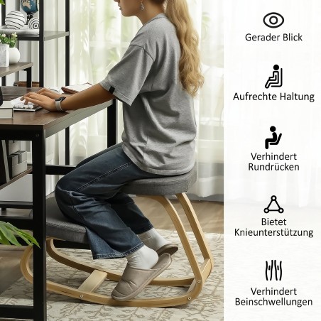 Ergonoomiline linase välimusega põlvetool kasepuidust alusega