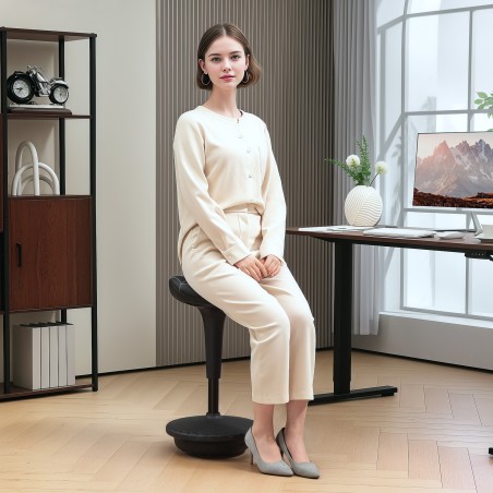 Reguleeritava kõrgusega pööratav kontoritaburet, 65,5–83,5 cm, must