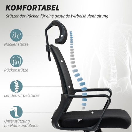 Reguleeritava peatoega kontoritool, pööratav, must